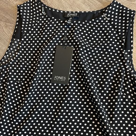 Jones New York Polka Dot Sleeveless Top-BLACK-Small - Picture 2 of 2